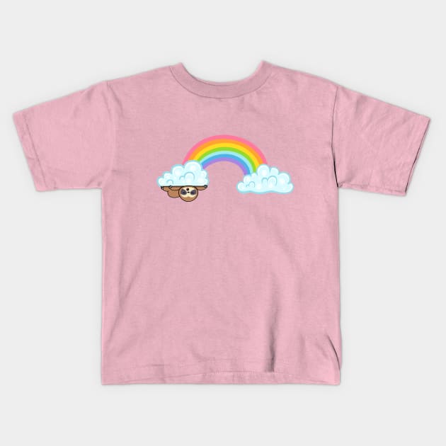 Rainbow Cloud Sloth Kids T-Shirt by AlmostMaybeNever